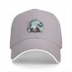 Black baseball cap with dragon and anime character graphic print