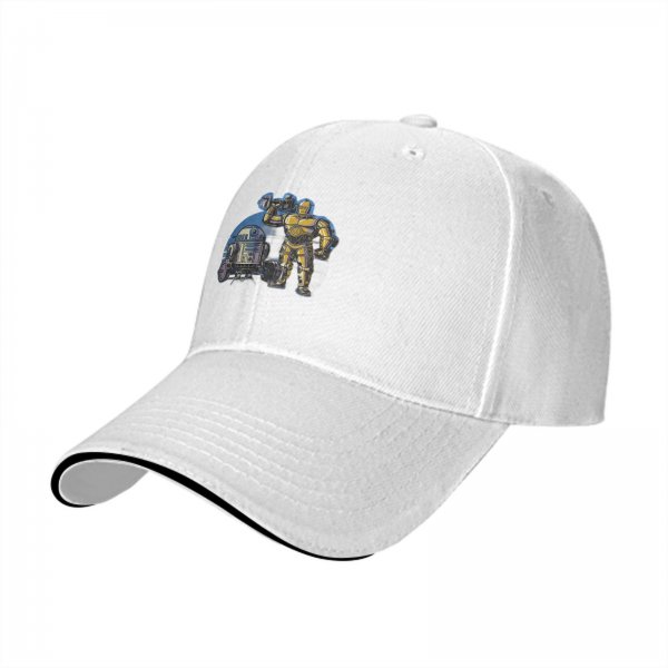 Black Baseball Cap with Star Wars R2-D2 and C-3PO Graphic