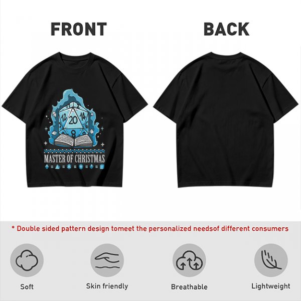 Master of Christmas D20 Dice T-Shirt for RPG Fans