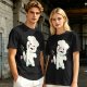 Olive T-Shirt With Angry Fluffy White Creature Swatting At Bee Print