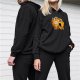 Black hoodie with funny Noah's ark cat graphic print