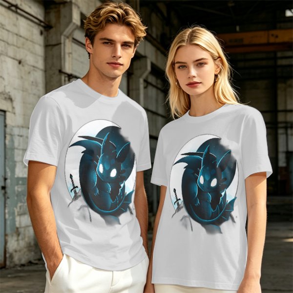 Olive T-Shirt With Glowing Dark Dragon Moon Print