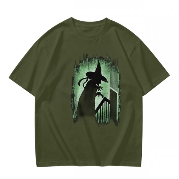 Olive T-Shirt With Spooky Witch Silhouette Halloween Graphic
