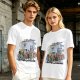 Olive T-Shirt with One Piece Straw Hat Pirates Crew and Ship Print