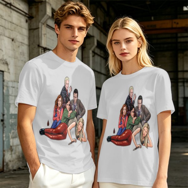Olive Green T-Shirt with Buffy The Vampire Slayer Character Art Print