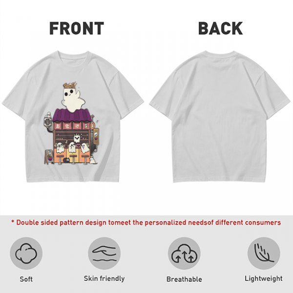 Olive T-Shirt With Ghost Ramen Shop Graphic