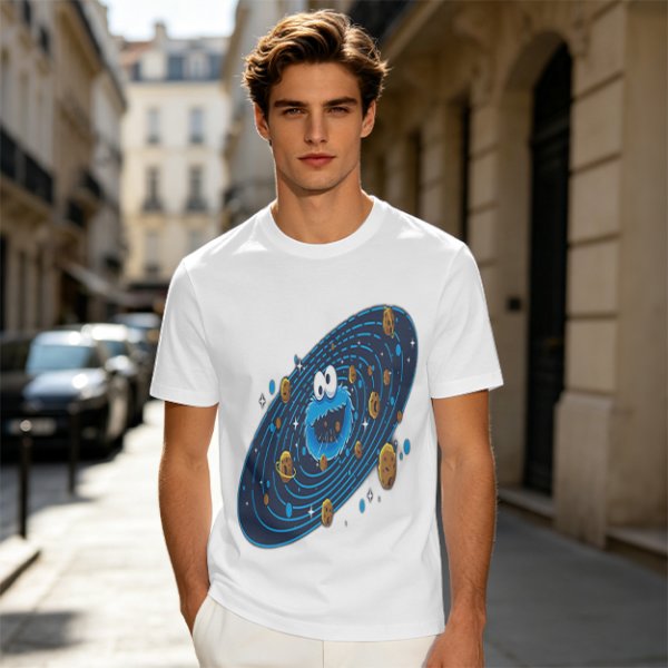 Olive T-Shirt With Cookie Monster Space Galaxy Cookie Print