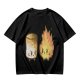 Olive T-Shirt With Cute Roasted Marshmallow And Fire Graphic