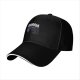 Black baseball cap with angry black cat graphic and 'SORRY!' text