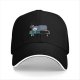 Black baseball cap with sleepy penguin low battery graphic