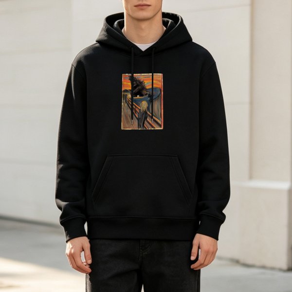 Black Hoodie With The Scream Art Print