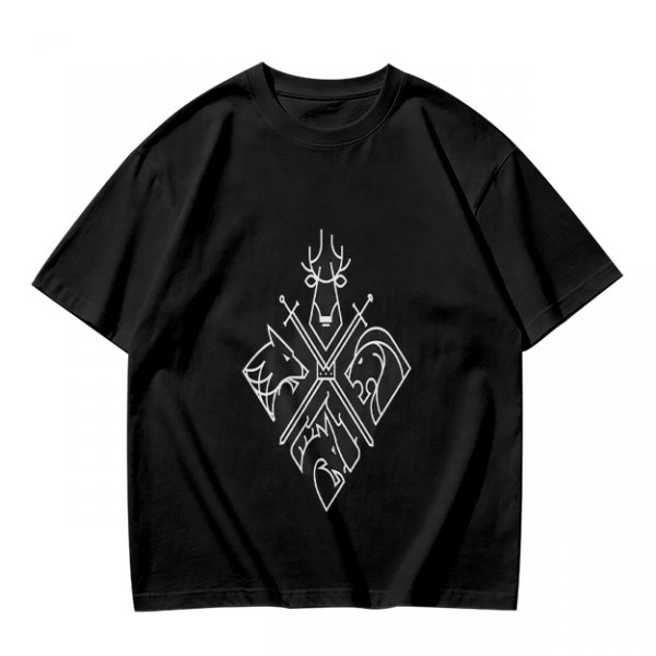Olive T-Shirt With Four Animal Crest Graphic Design