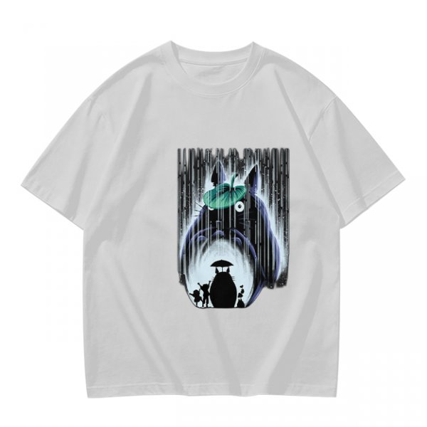 Olive T-shirt with My Neighbor Totoro Rain Scene Print