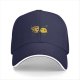 Black baseball cap with cute pizza and pineapple graphic design