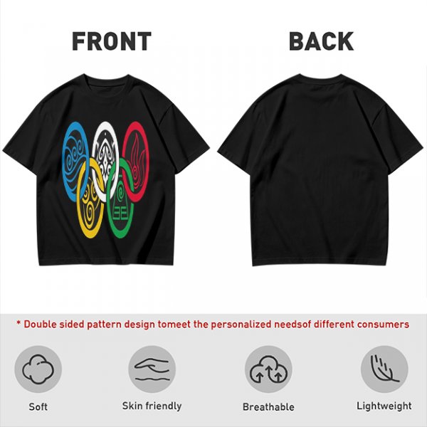 Avatar The Last Airbender Four Elements Symbols Graphic T-Shirt