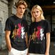 Olive Graphic T-Shirt with King Evolution Character Silhouettes