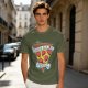 Olive T-Shirt With Pizza Slice 'Trapped In A Love Triangle' Print