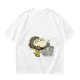 Olive T-shirt with Sleeping Totoro and Crossover Anime Characters Print