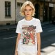 Olive green graphic tee with retro masked rider ramen motorcycle art