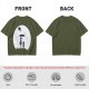Olive T-Shirt With Moon Silhouette Of Two Children And Umbrella
