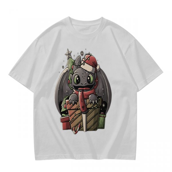 Christmas Toothless Dragon T-Shirt with Holiday Gifts and Decor