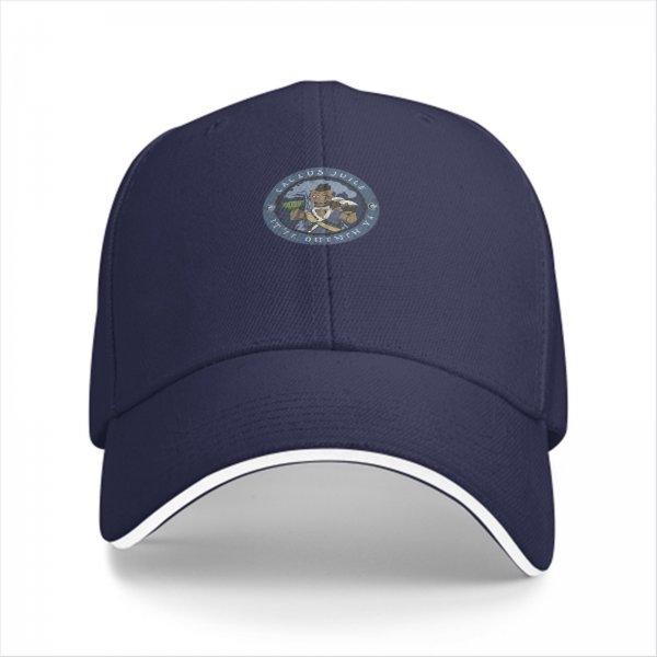 Black Baseball Cap With Circular Graphic Emblem