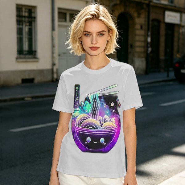 Olive T-Shirt With Galaxy Ramen Bowl Kawaii Graphic