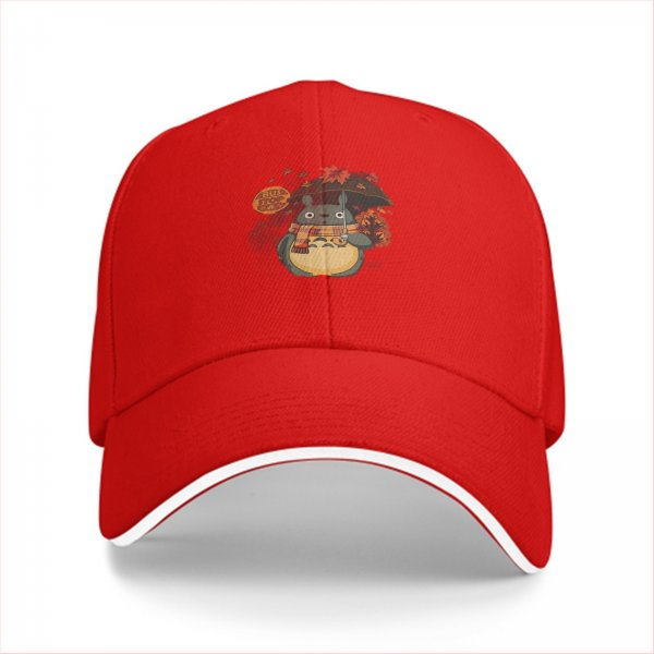 Black baseball cap with autumn Totoro graphic design