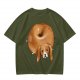 Olive Green T-Shirt With Donut Shaped Beagle Print