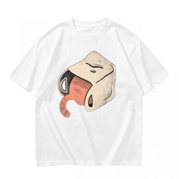Olive T-Shirt With Whimsical Cat Mug Graphic Print