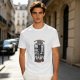 Olive t-shirt with cat kitchen graphic and 'Return to bed human' text