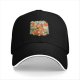 Black Baseball Cap with Retro Sunset Tiny Drinks Fruit Graphic