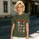 Olive T-Shirt With Sushi Cats Graphic Print