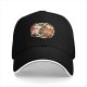 Black baseball cap with cute Christmas cat gingerbread print