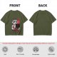 Olive graphic t-shirt with a tired raccoon office worker and 'I Just Work Here' text