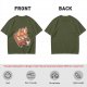 Olive green t-shirt with capybara sushi print design