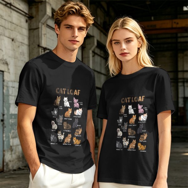 Olive T-Shirt With Cat Loaf Breeds Graphic Print