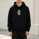 Black hoodie with cute green alien reading 'Believe in Yourself'