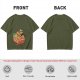 Olive T-shirt with Chibi Anime Characters in Takeout Box