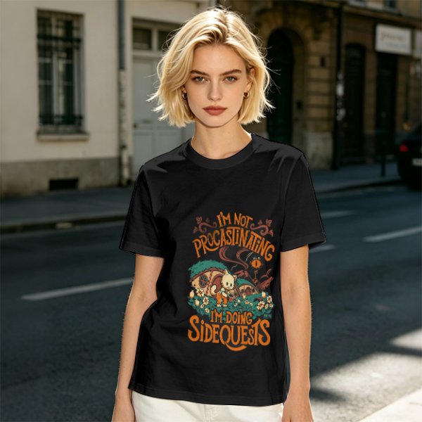 I'm Not Procrastinating I'm Doing Side Quests Cat Graphic T-Shirt