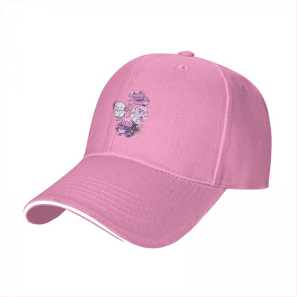 Black Baseball Cap With Cute Halloween Monster Cat Print