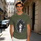 Olive T-Shirt with Kodama Forest Spirit Floral Wreath Print