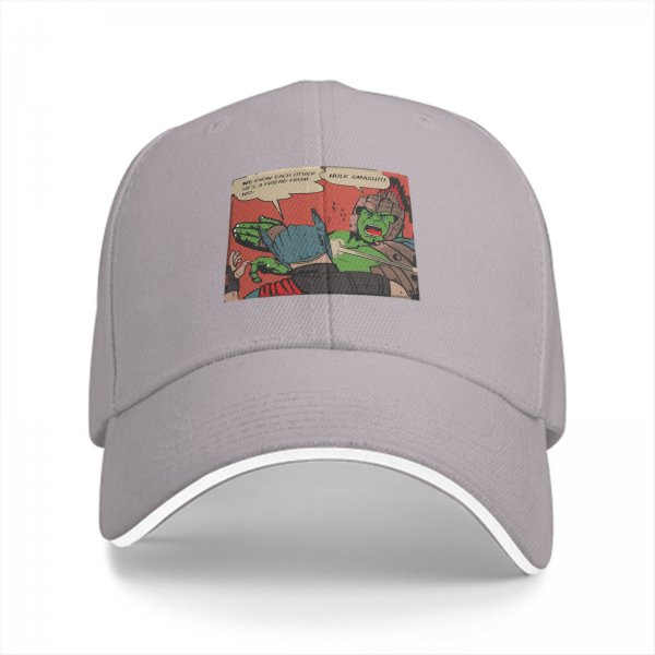 Baseball cap with Thor and Hulk comic panel print