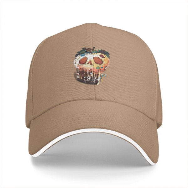 Black Baseball Cap With Melting Skull Creepy Graphic
