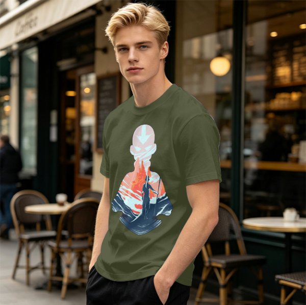 Avatar Aang Silhouette Graphic Tee for Anime Fans