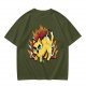 Olive T-Shirt With Super Saiyan Style Electric Cat Graphic