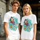 Olive anime t-shirt with Luffy relaxing in water print