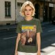 Olive T-Shirt With Surreal Cat Art Print