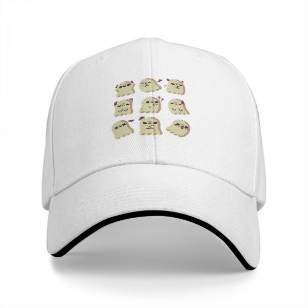 Black Baseball Cap With Cute Ghost Emoji Pattern