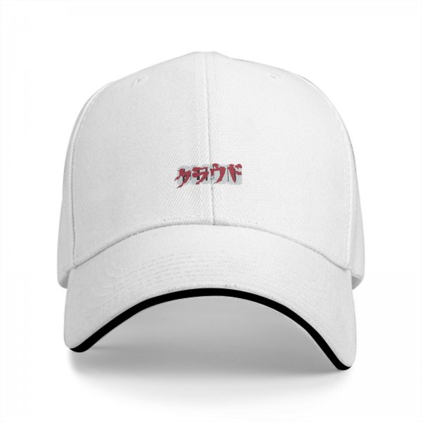 Black Baseball Cap with Red and Grey Japanese Script Embroidery